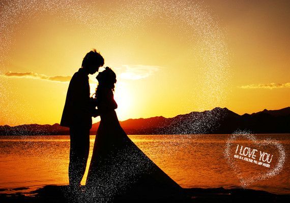 海边婚纱摄影照片：I LOVE YOU1
