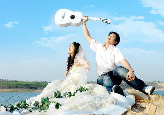 海边婚纱摄影照片：I LOVE YOU3