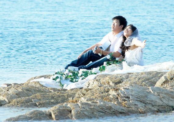 海边婚纱摄影照片：I LOVE YOU4