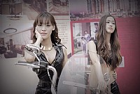 哈雷摩托大巡游的模特