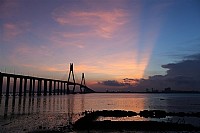 朝阳映照海湾桥