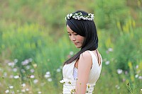 格桑花下的倩影