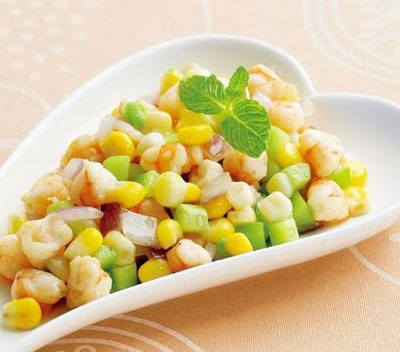 时蔬炒虾粒,宝宝食谱